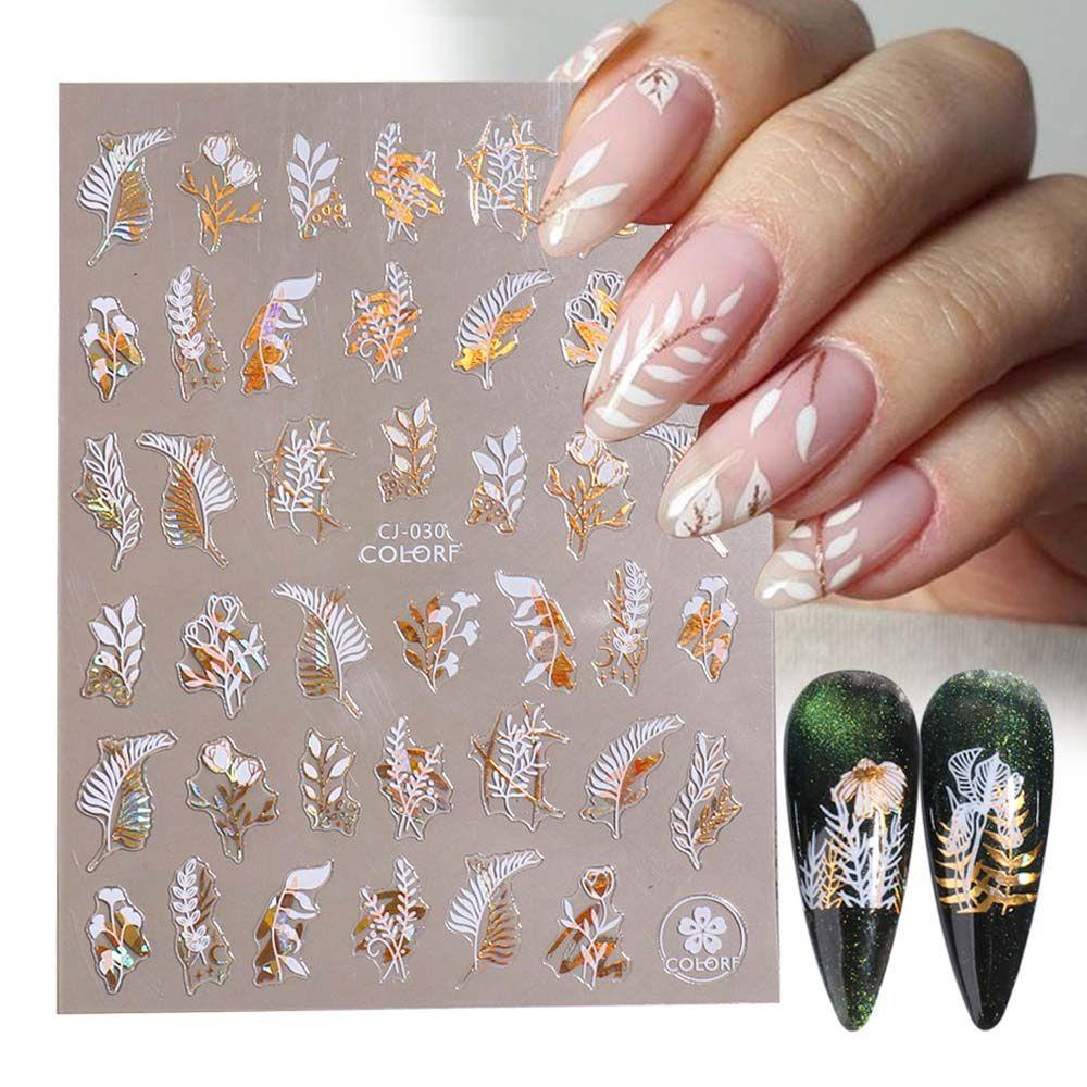 Mxbeauty Stiker Kuku 3D Motif Bunga / Daun Untuk Dekorasi Nail Art DIY