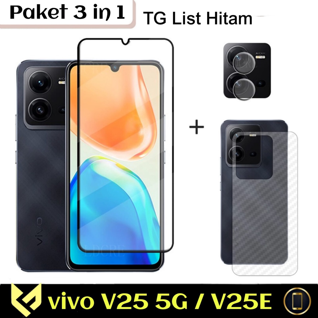 [PAKET HEMAT ] VIVO V25 5G / V25E Anti Gores Layar Full Cover + Tempered Glass Camera Free Skin Carbon Realme 9 4G Paket 3in1 2in1 Anti SPY Anti Blue Anti Glare Ceramic Matte Vivo V25e