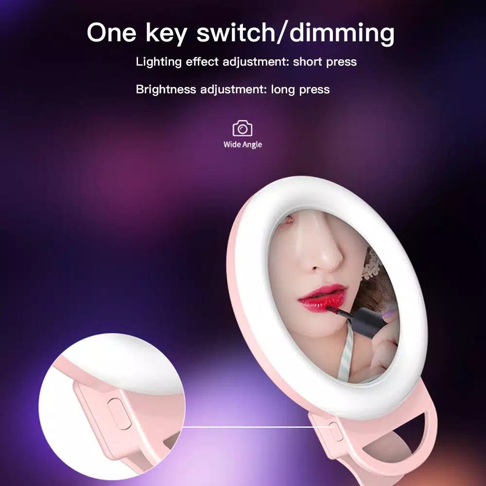 RING Light Portable Led Kaca mirror Makeup Clip on Lampu Selfie