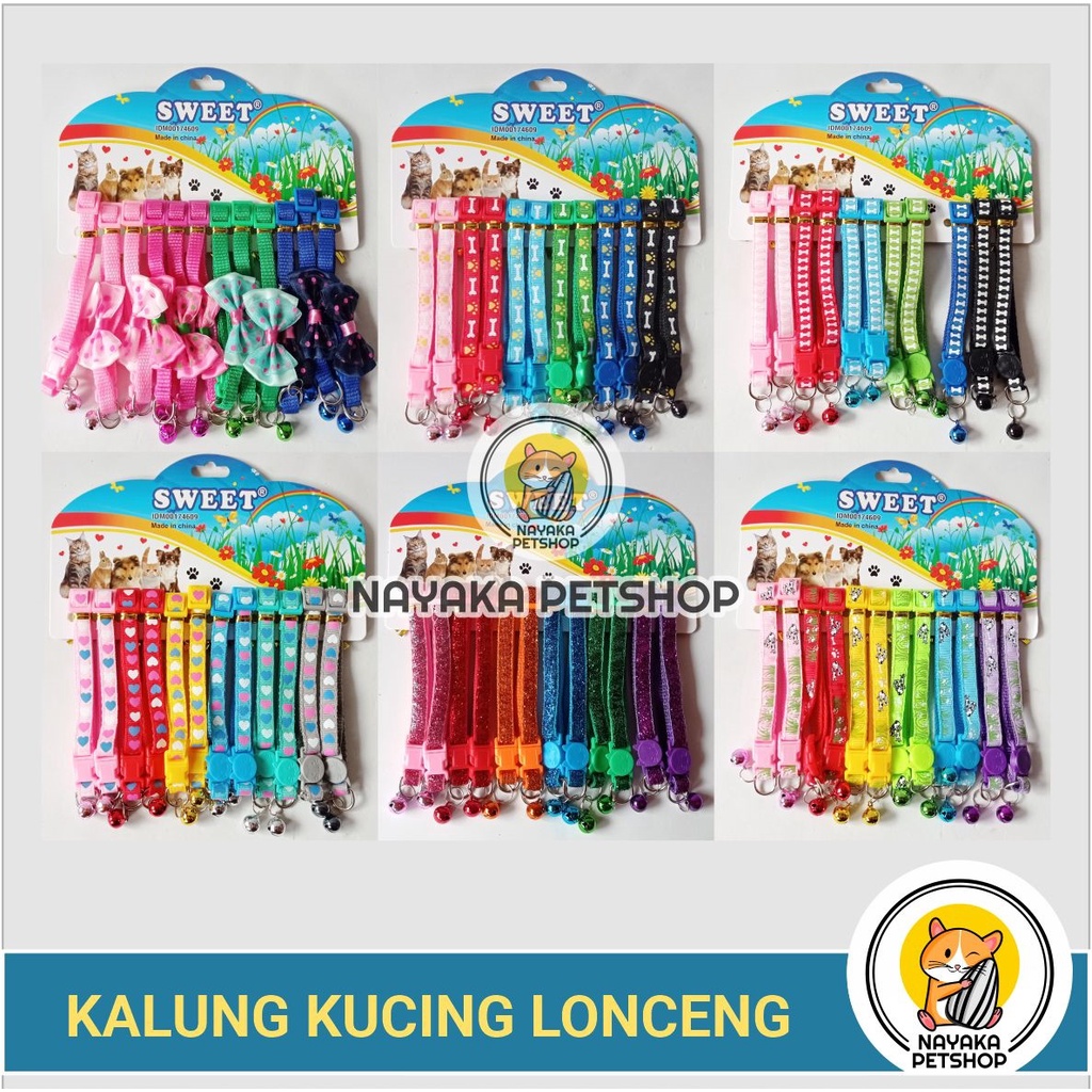 Kalung Kucing Lonceng Murah Motif Tulang Glitter Pita