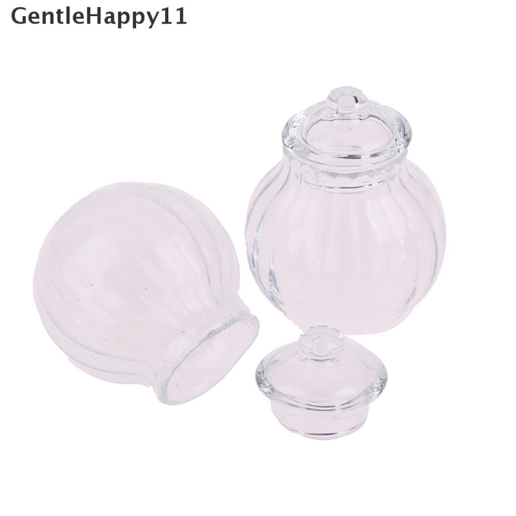 Gentlehappy Mainan Miniatur Toples Permen Bulat Bahan Kaca Untuk Aksesoris Rumah Boneka 1: 12