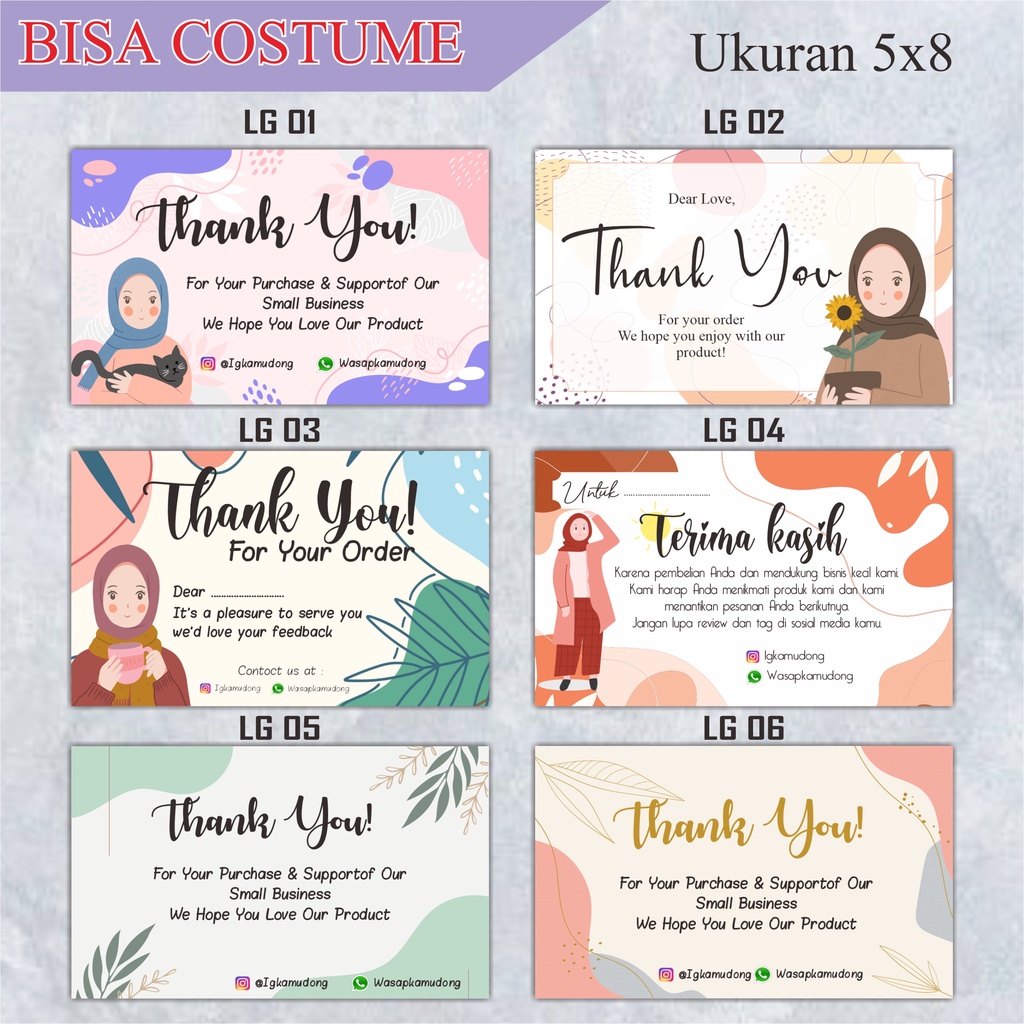 

[BISA COD] Kartu Ucapan Terimakasih / Thank You Card Olshop / Souvenir / Hajatan /Resepsi