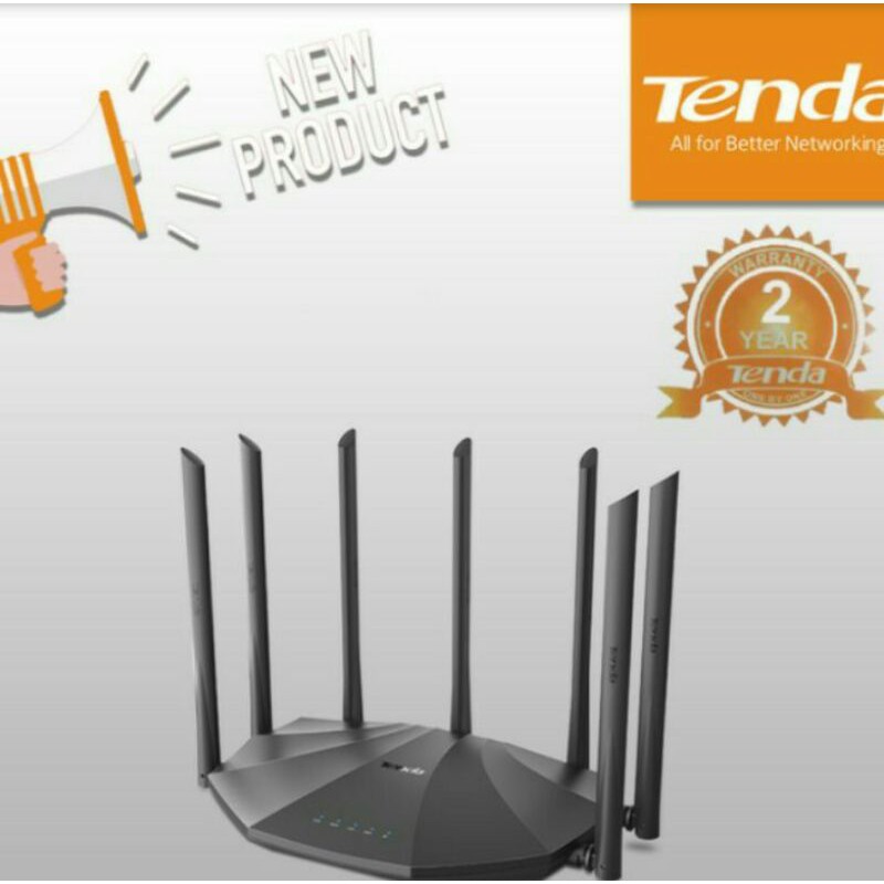 Tenda AC23 2.4GHz + 5 GHz AC2100Mbps Nirkabel 7 Antena