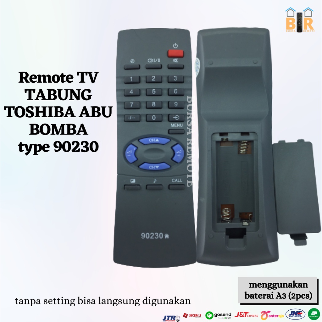 Remot / Remote TV Tabung TOSHIBA ABU BOMBA type 90230 tanpa setting