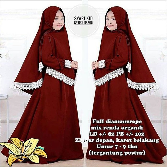 RABIYA SYARI KIDS 7-9 Tahun MOSCREPE Dapat GAMIS + HIJAB Gamis Anak Perempuan Gamis Anak Murah 2021