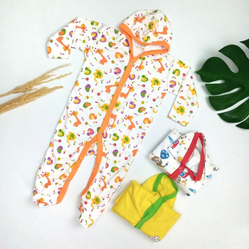 Little Q Sleepsuit Topi Tutup Kaki Jumper Bayi 0 - 12 Bulan