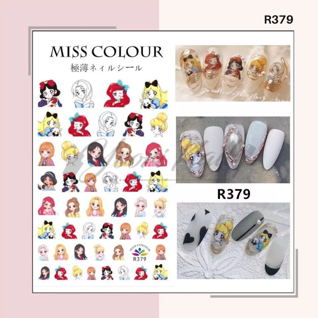 Nail Sticker Cartoon Disney Stiker Kuku Mickey Kartun Mermaid Princess Fruits Cute Cartoon Stiker