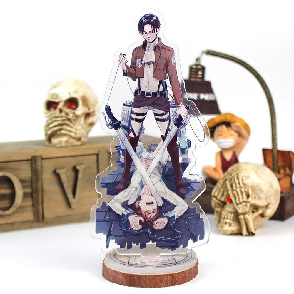 Lanfy Attack on Titan DIY 15cm Akrilik Stand Anime Jepang Levi Ackerman Eren Jaeger Desktop Standing Kartu