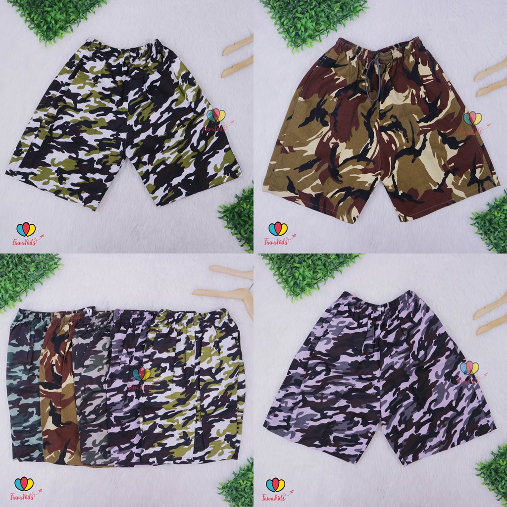 Celana ABRI Dewasa Loreng Pendek Uk Normal Kantong Resleting / Boxer Olahraga Santai Kasual Kolor