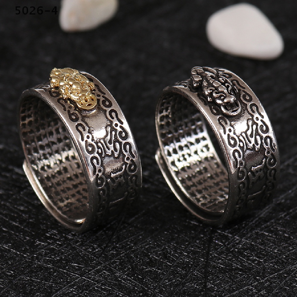 5026-4 Feng Shui Pixiu Mani Mantra Protection Wealth Ring Best Lucky Adjustable Jewlery 5026-4