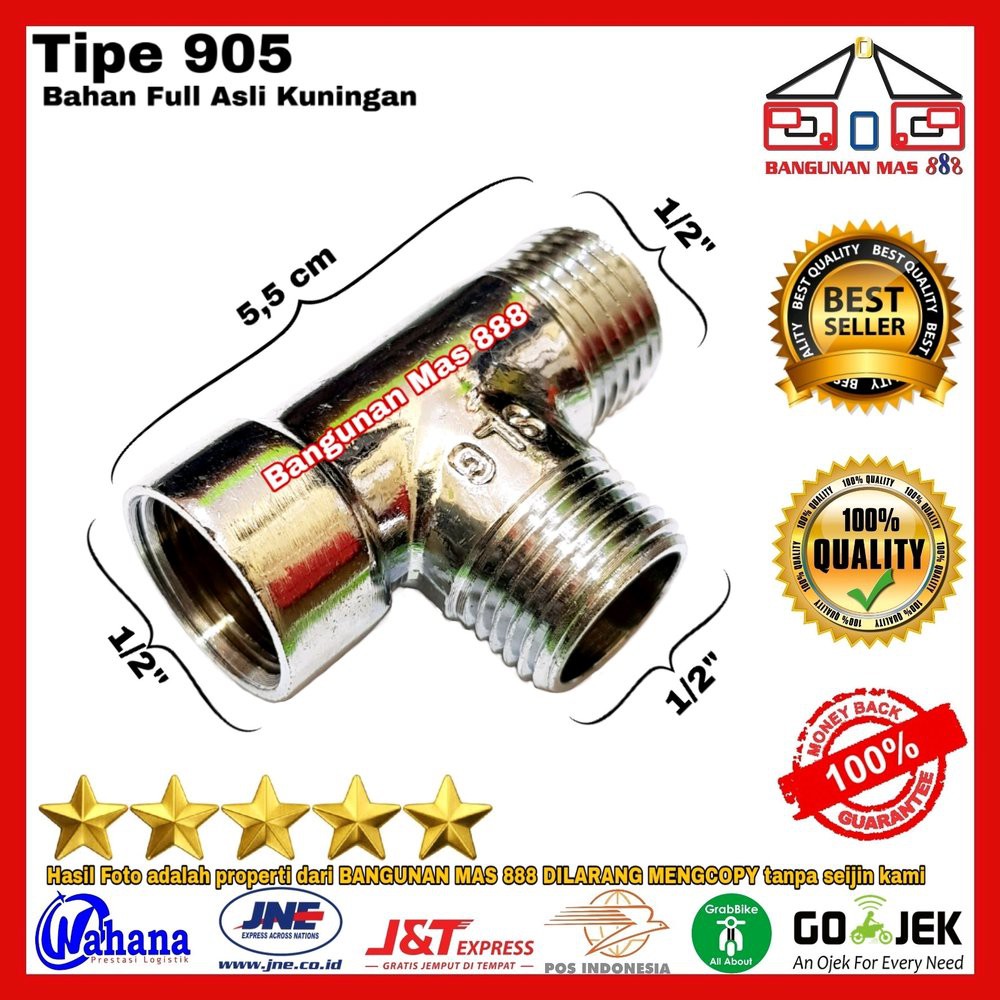 TEE SHOWER KUNINGAN - SOK TEE NEKEL - SOCK TEE KRAN - SAMBUNGAN KERAN - SAMBUNGAN KRAN - PENYAMBUNG