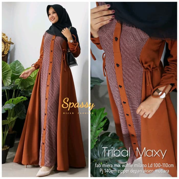 Gamis Simple Waffle Busui Kancing Aktif Tribal Maxy Bata Merah Bata Shopee Indonesia