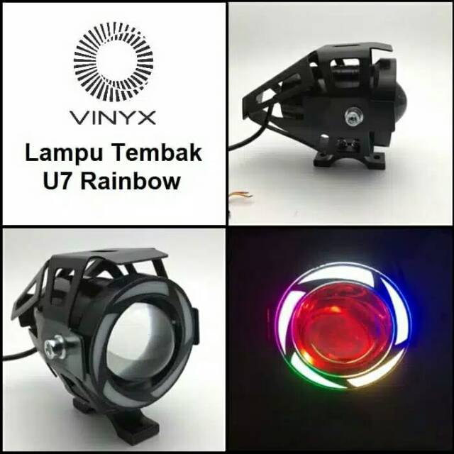 Lampu Tembak LED U7 Projector Projie Rainbow Pelangi Sorot Kabut VINYX Motor