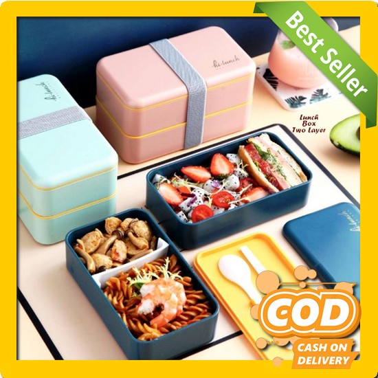 Kotak Makan Lunchbox Sekat 3 Anti Tumpah Anti Campur Yooyee 579   Lunch Box 2 Layer Hi Lunch Kotak
