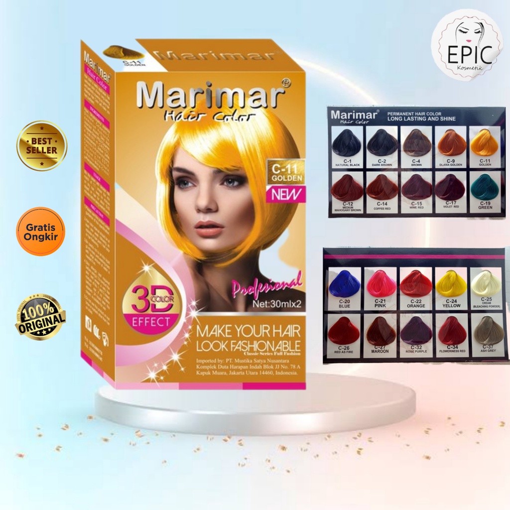 MARIMAR Hair Color 3D Color Effect 30ml x 2 / Cat Rambut Marimar / Marimar Semir Rambut  / pewarna r