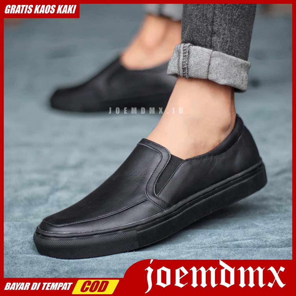 JIMAN Sepatu Formal Casual Slip On Kulit Asli Kasual Pantofel Oxford Kerja Kantor Kondangan Kekinian Santai Gaya Keren Original Pria /Cowok