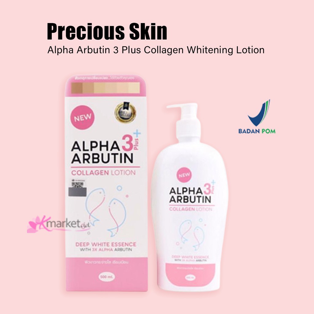 [BPOM] Precious Skin Alpha Arbutin 3 Plus Collagen Whitening Body Lotion 500ML