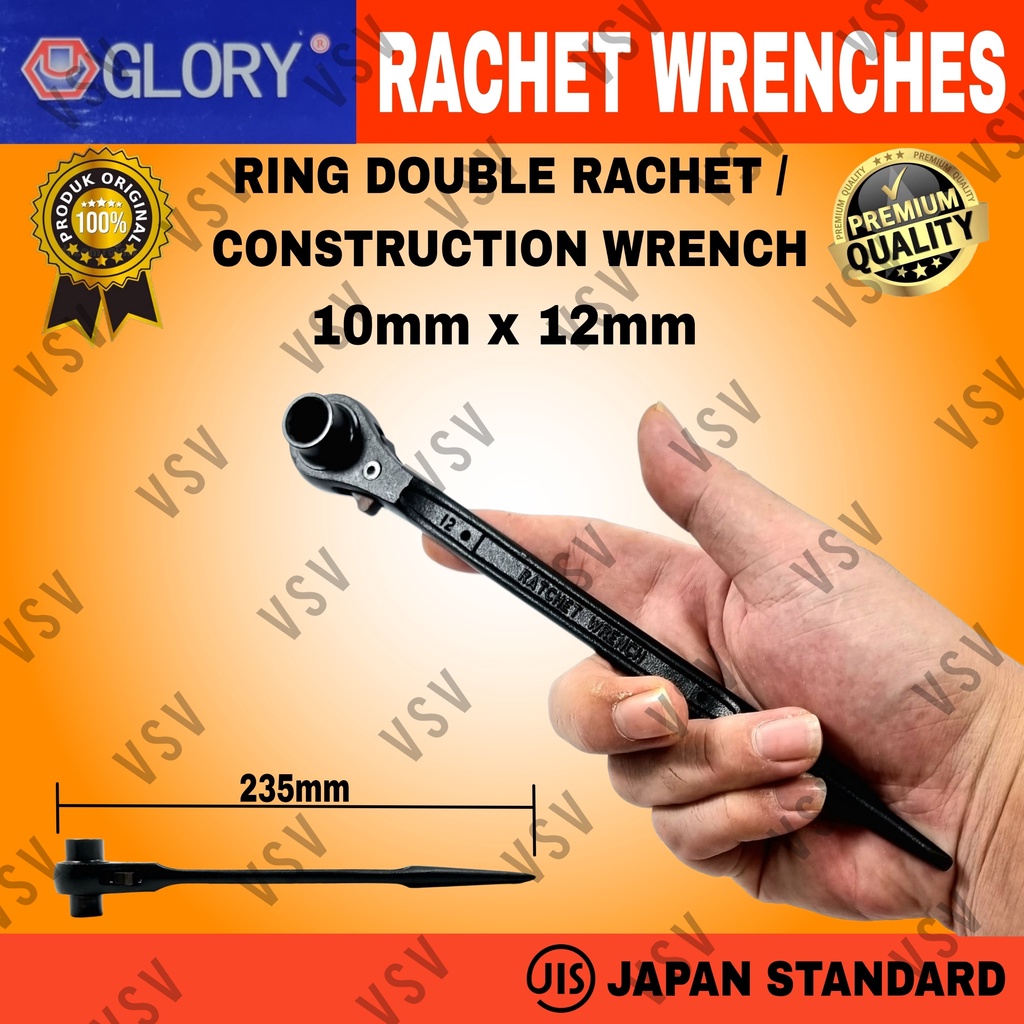 Kunci Ring Double Rachet 10x12mm Kunci Skafolding Construction Wrench Sok Rachet