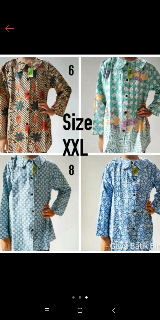 Blouse Batik Anak Perempuan Lengan Panjang Size Xxl Usia 12-13 Tahun