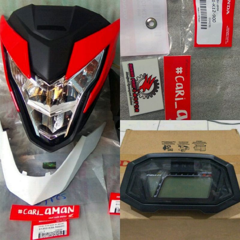 COVER BATOK KEPALA LAMPU DEPAN SET+SPEEDOMETER+KUPING+DAGU  HONDA SONIC 150 100% ORIGINAL AHM