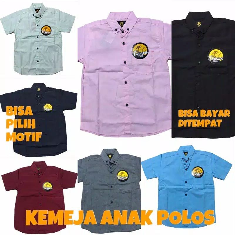 Kemeja Anak Laki-Laki Kemeja Distro Umur 1-10 Tahun Bahan Mat Cutton  Warna Maroon