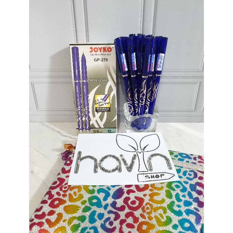 (12pc) pen bisa hapus/pen gel hapus/erasable pen/pen hapus lucu fancy-Joyko Shokyo Biru