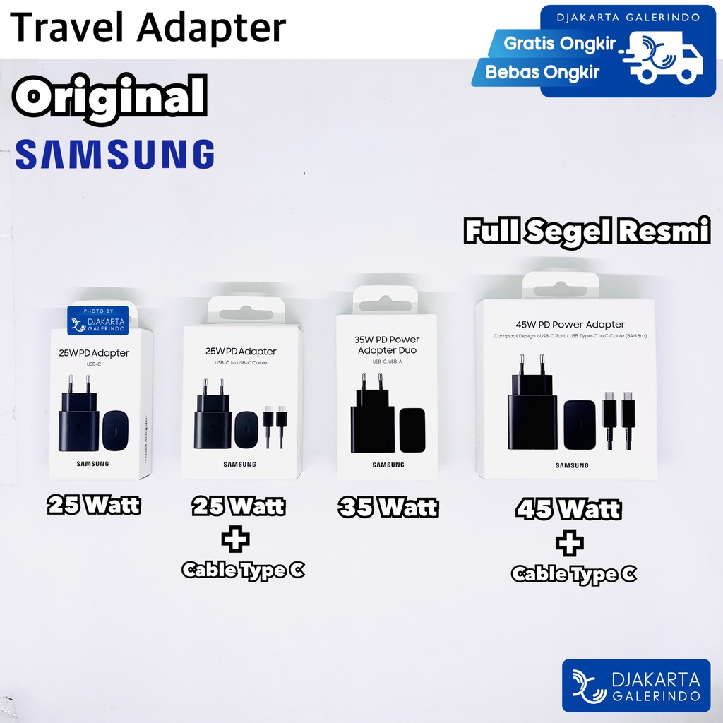 Samsung Travel Adapter Charger PD 25Watt - 35Watt - Power Adaptor 45Watt - 65Watt Type C Cable - Original Samsung