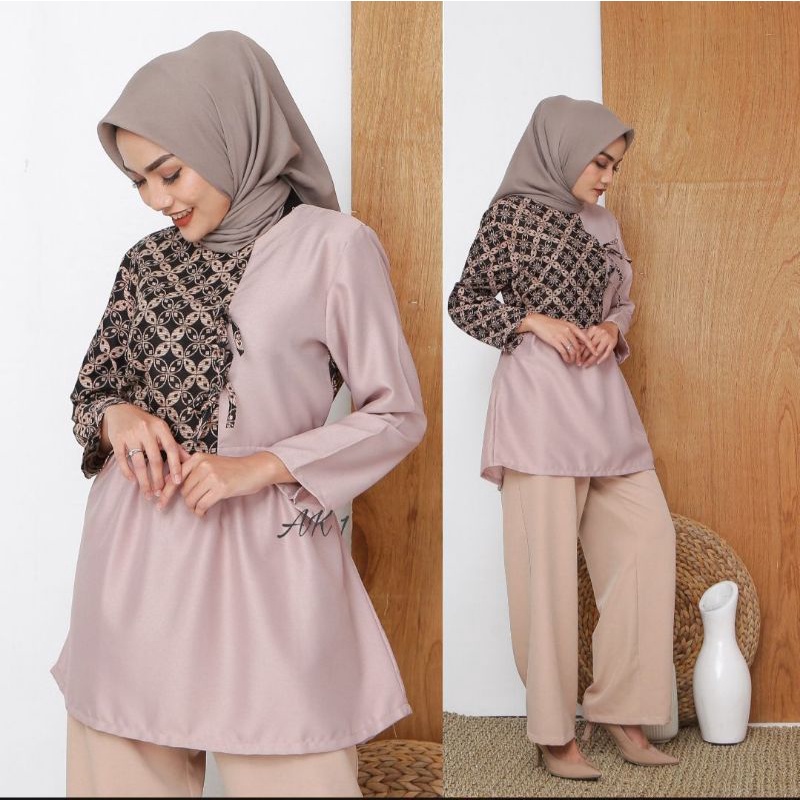 Batik Dolby Dolbi Dobby Doby Tenun Sutra Tulis Katun ATBM Baron ATASAN BATIK WANITA sogan SRG308-B pita cap ak