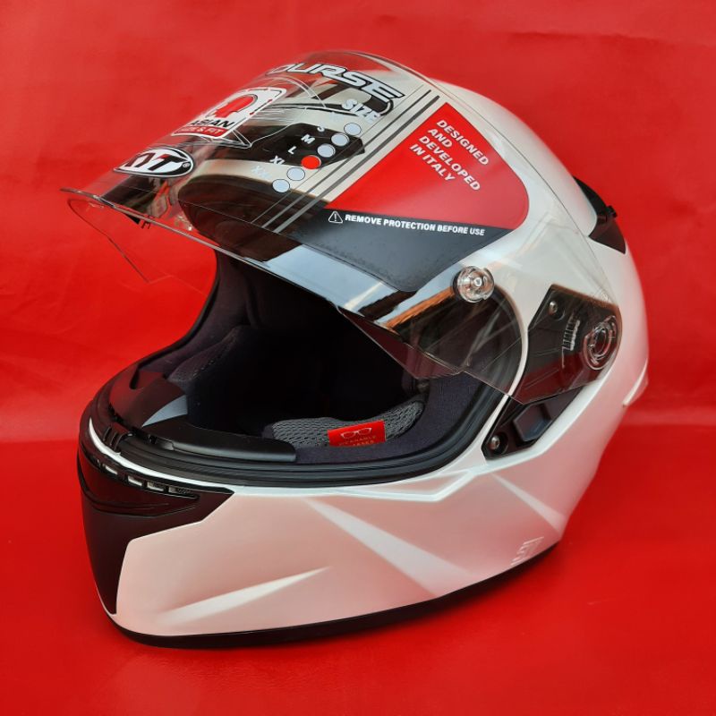 Helm KYT TT COURSE TTC Putih Solid White Polos Original Kaca Visor FLAT Clear Bening Tali DD RING Ready Top Pinlock