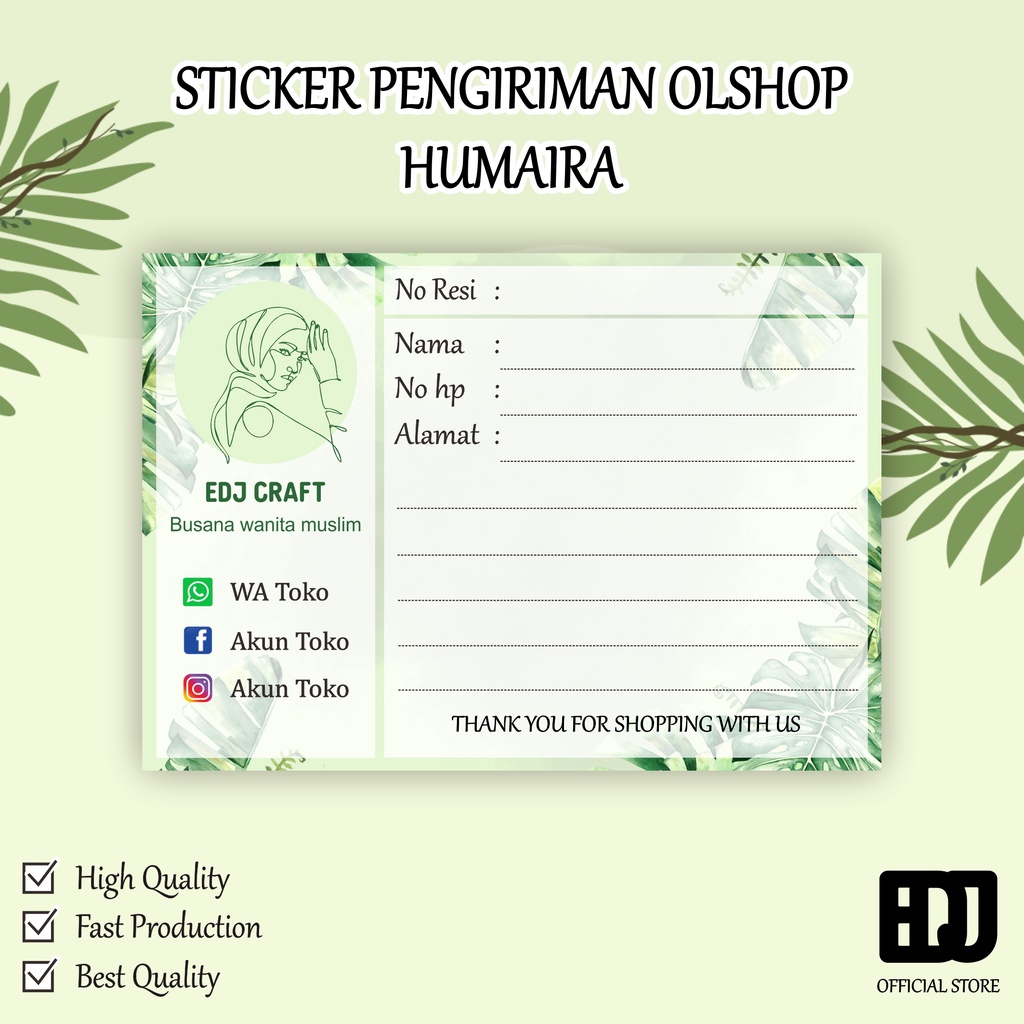 

Humaira / Stiker label pengiriman olshop custom murah / label pengiriman olshop custom / shipping label custom murah