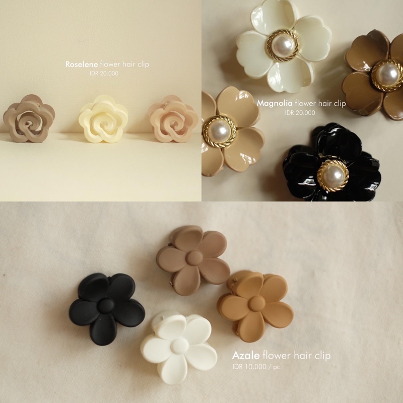 Ark.co - Flower hair clip claw ( Azale , Magnolia , Roselene ) jepit rambut bunga