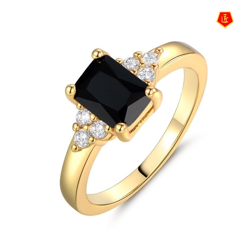 [Ready Stock]Women's Square Diamond Ring Simple All-Match