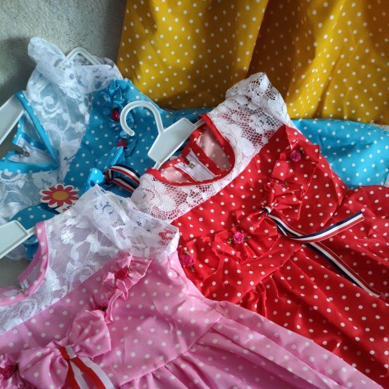 Dress anak 2 tahun gaun anak cewek baju anak perempuan ( dress bendera polka)