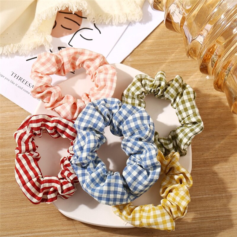 Ikat Rambut Scrunchie Jepang Motif Catur / Karet Rambut / Kunciran / Tiki  KimikoOfficial