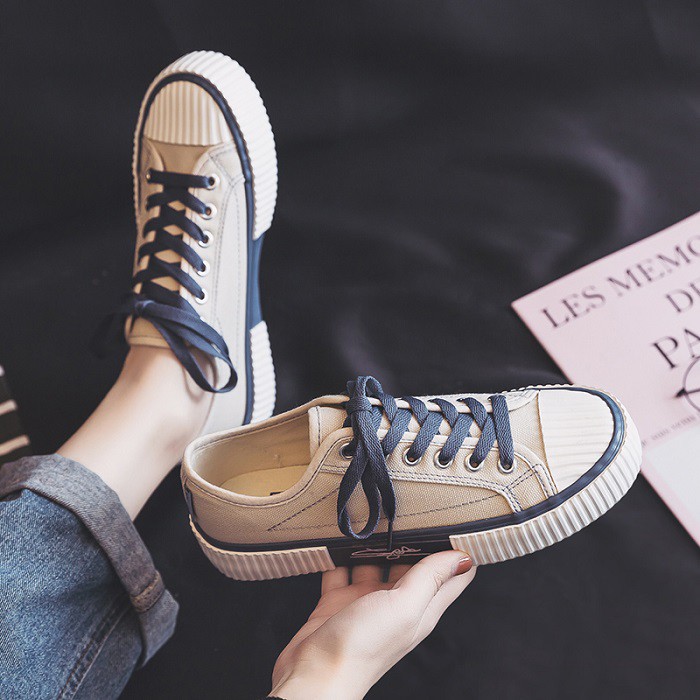 BISA COD ✓ Sepatu Sneakers wanita casual wear ala back to school model korea bahan Canvas Impor-2