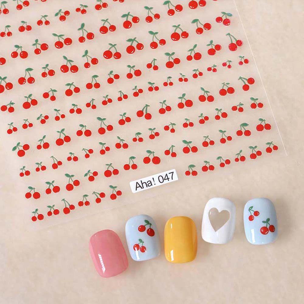 Agustinina Fruits Nail Sticker Musim Panas Self-adhesive Cherry Kuning Nail Art Dekorasi