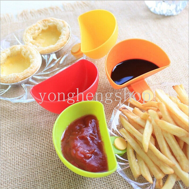 4pcs / set Piring Klip Mini Holder Bumbu / Garam / Cuka / Saus Tomat / Gula