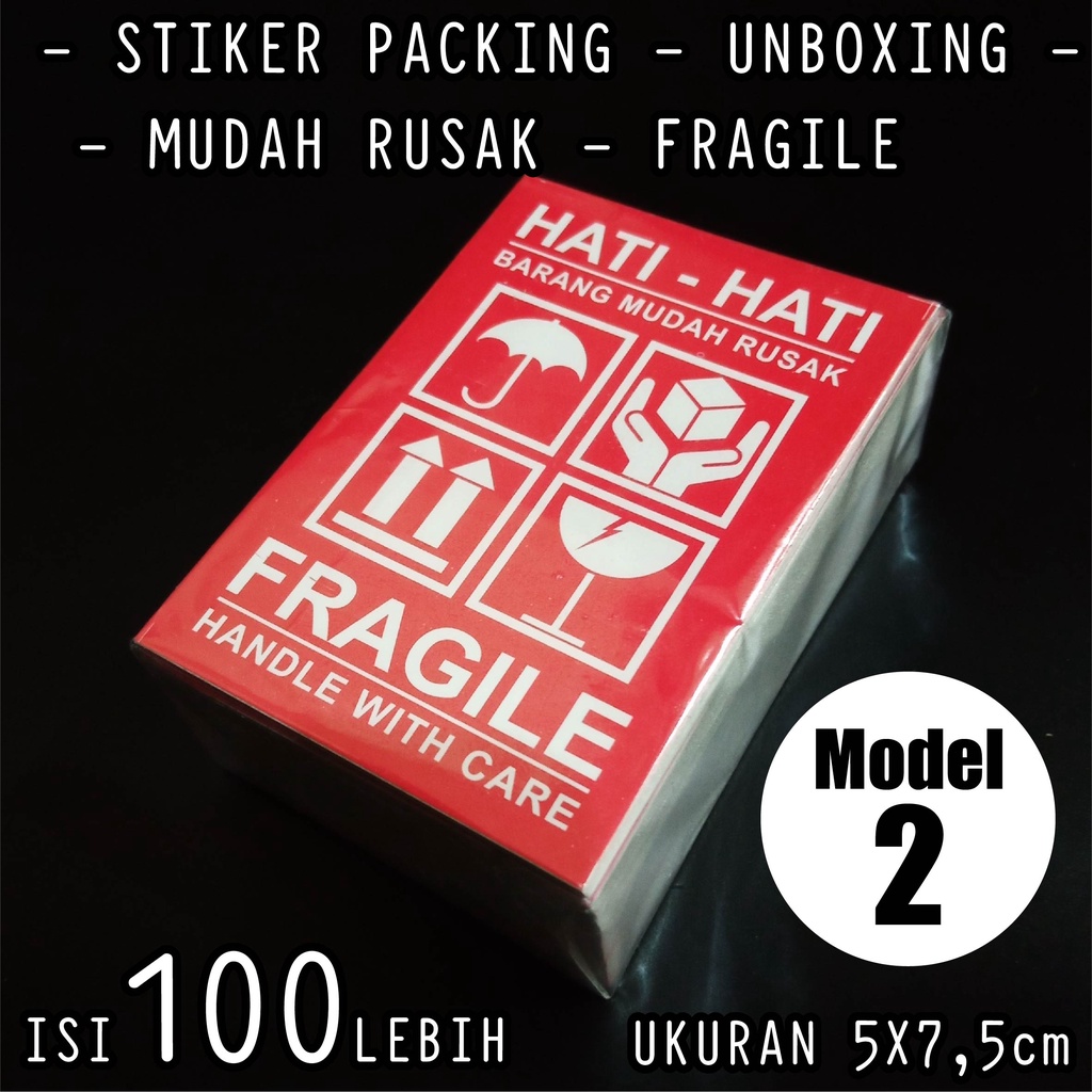 ISI 100PCS LEBIH STIKER FRAGILE STIKER PACKING LABEL PENGIRIMAN STIKER PECAH BELA ANTI AIR