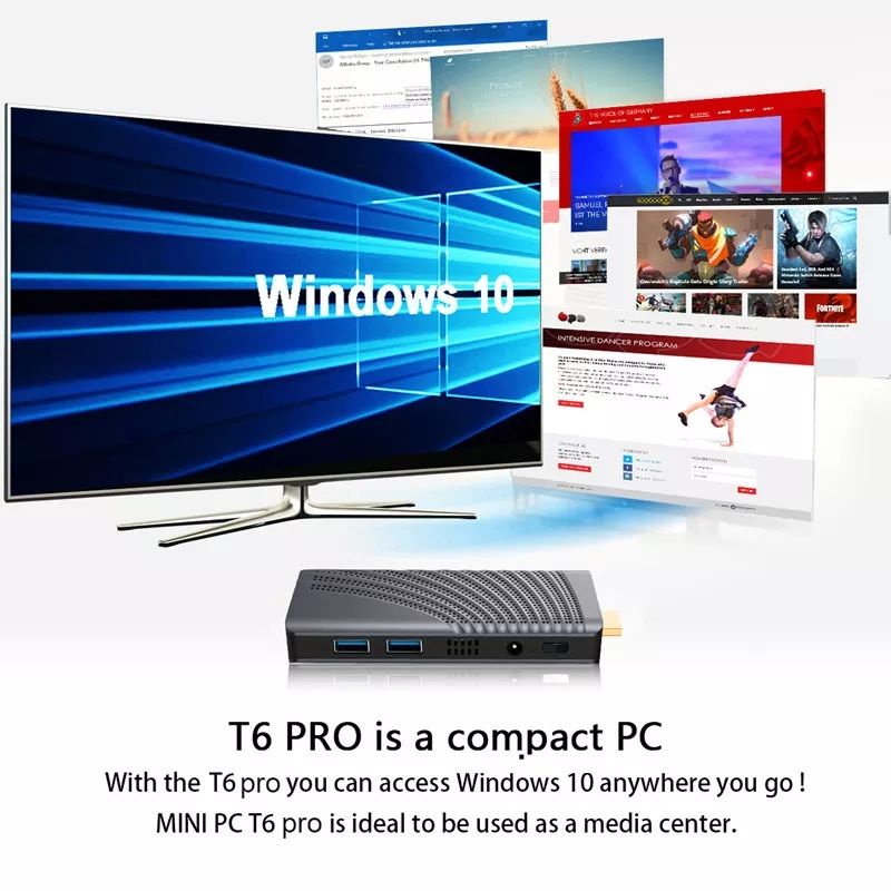 Mini PC T6 Intel Gemini Lake N4000 4/64GB WiFi LAN USB 3.0 4K Windows 10 Pro