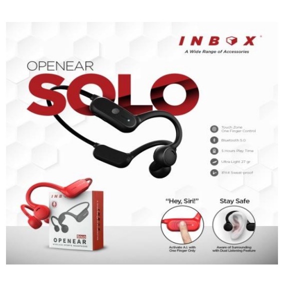 INBOX Bluetooth Earphone SOLO Sport Headset Bass SOLO Wireless Earphone