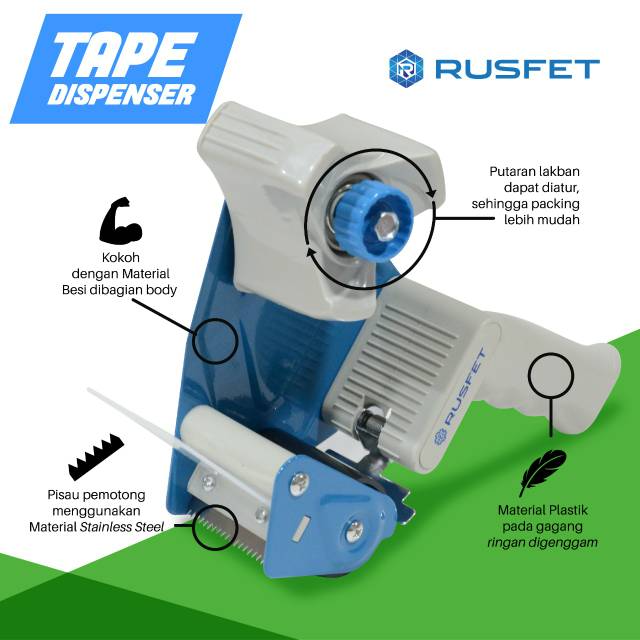 

TAPE DISPENSER - LAKBAN DISPENSER - TEMPAT LAKBAN / SOLATIP - RUSFET