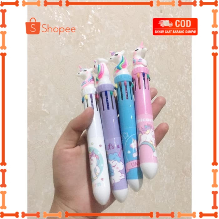 

BALLPOIN PENA BOLPEN UNICORN LUCU 10 WARNA / PULLPEN 10 IN 1 BPKL-05