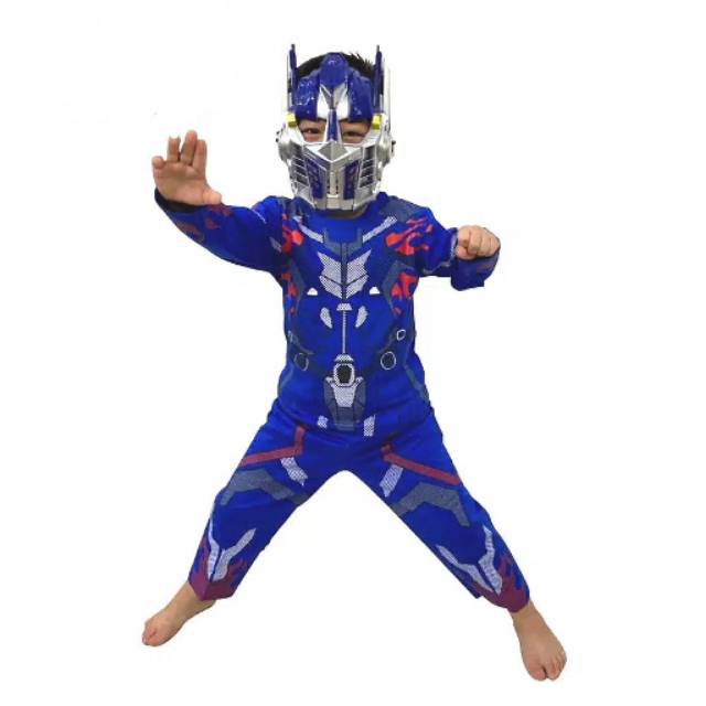 kostum baju  anak  transformers biru gratis topeng new merk  