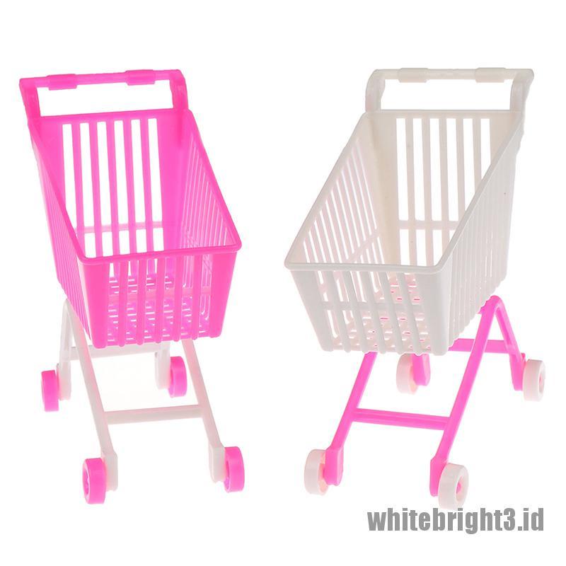 (white3) 1pc Mainan Trolley Belanja Mini Untuk Aksesoris Boneka