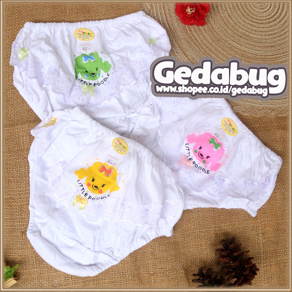 6 pcs CD YUTIND KIDS 052 RENDA | Celana dalam anak renda dasar putih | CD kids perempuan