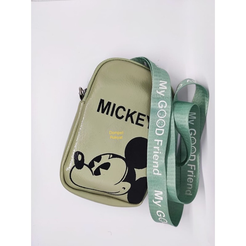 Sling bag Mickey Mouse mirip Model Gucci , Tiktok , Wanita , Anak, Impor, Kulit, Totebag, tas pundak