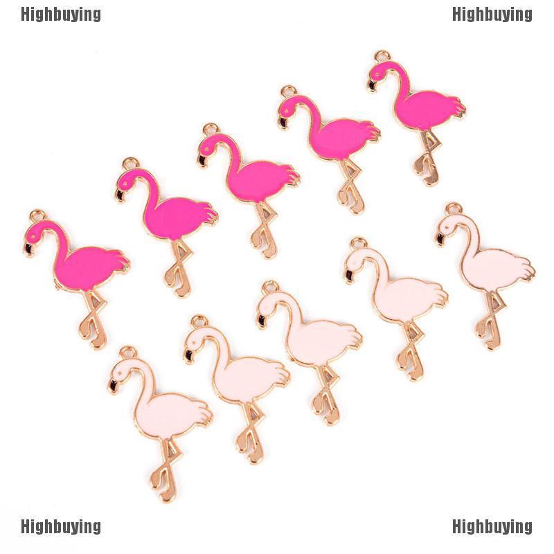 Liontin Enamel Bentuk Flamingo Untuk Perhiasan Kalung Dan Gelang