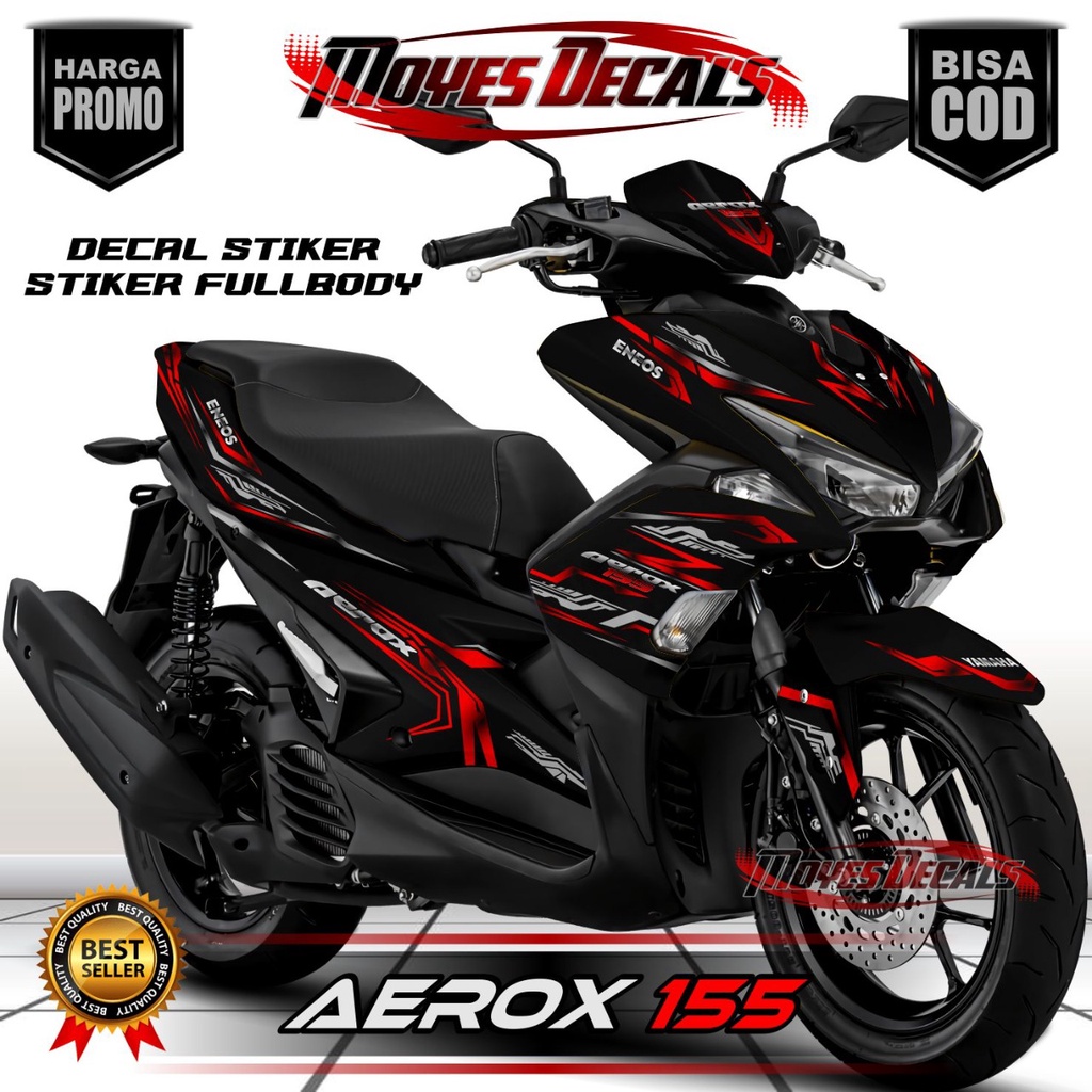 Decal Aerox Old 155 - Matrixline Hitam Merah Series 001