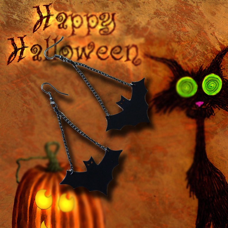 Haloween Gothic Bat Woman Earrings 8511