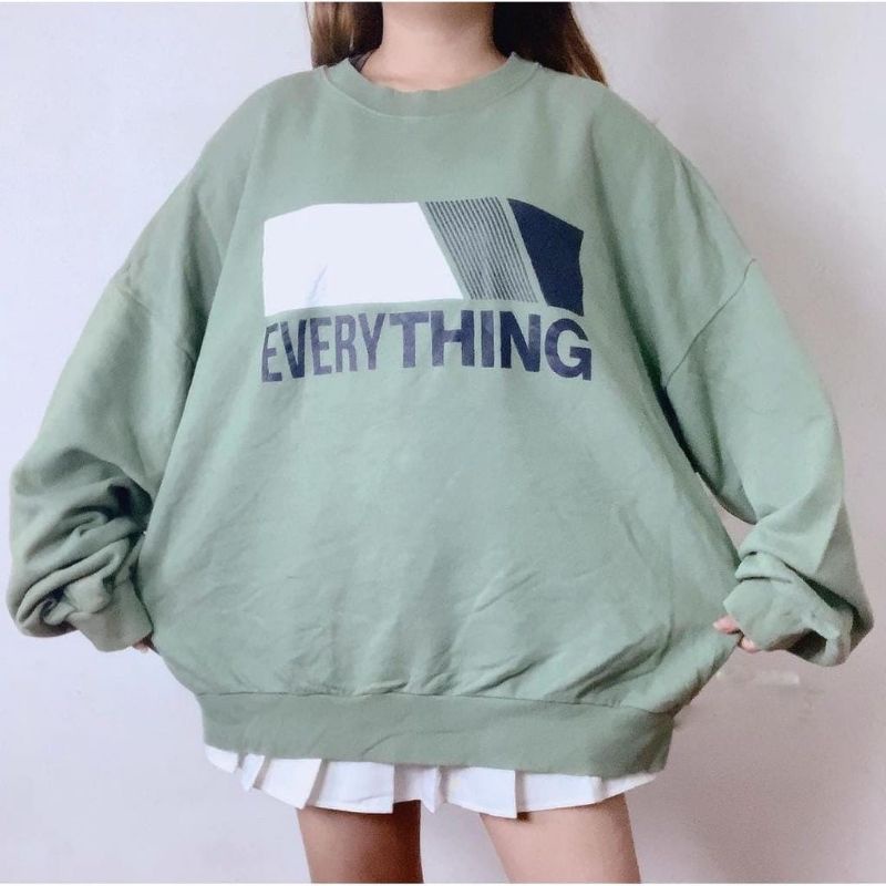 SWEATER WANITA EVERYTHING /// CREWNECK FLEECE TEBAL KEKINIAN TERBARU''